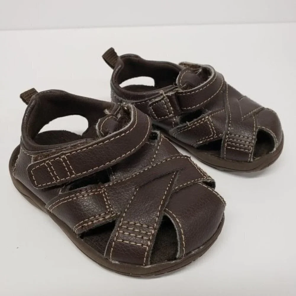 Healthtex Toddler Boy Brown Sandals Size 4 - Picture 2 of 6